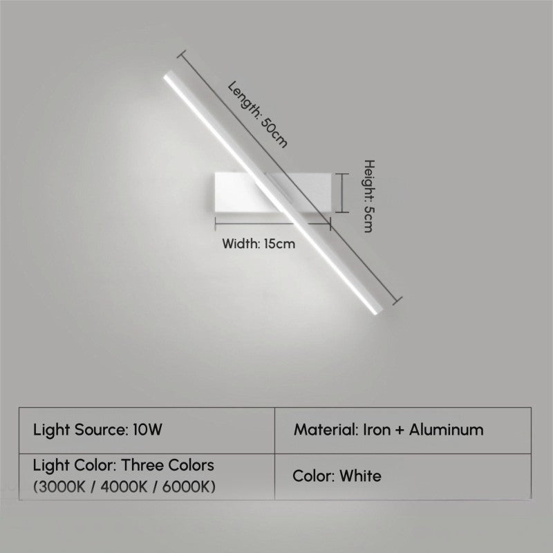 White 15cm rotating bedside wall lamp iron+aluminum, 10W LED, 3 color temps 3000K/4000K/6000K