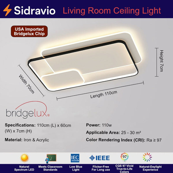 LED Ceiling Light - Dimmable, Eye-Care & Modern