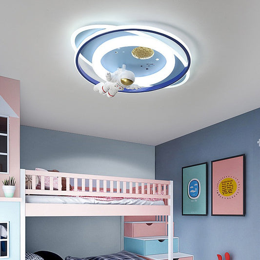 Spaceship ceiling light design in child's room, LED night lamp for boys, soft eye-friendly illumination