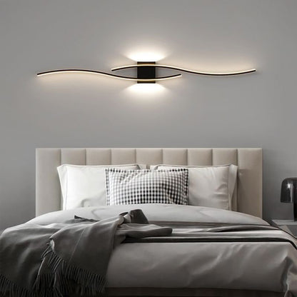 Bedroom bedside wall lamp installed next to bed, slim Nordic design, soft illumination