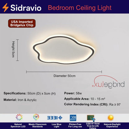 Modern cloud-square LED ceiling light suitable for living room or bedroom, slim profile