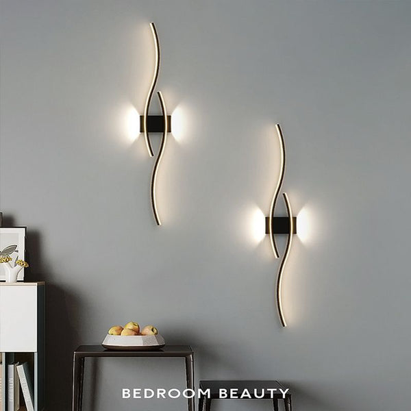 New Minimalist Line Wall Lamp Nordic Internet Celebrity Living Room Background Wall Grille Lamp Modern Minimalist Bedroom Bedside Lamp