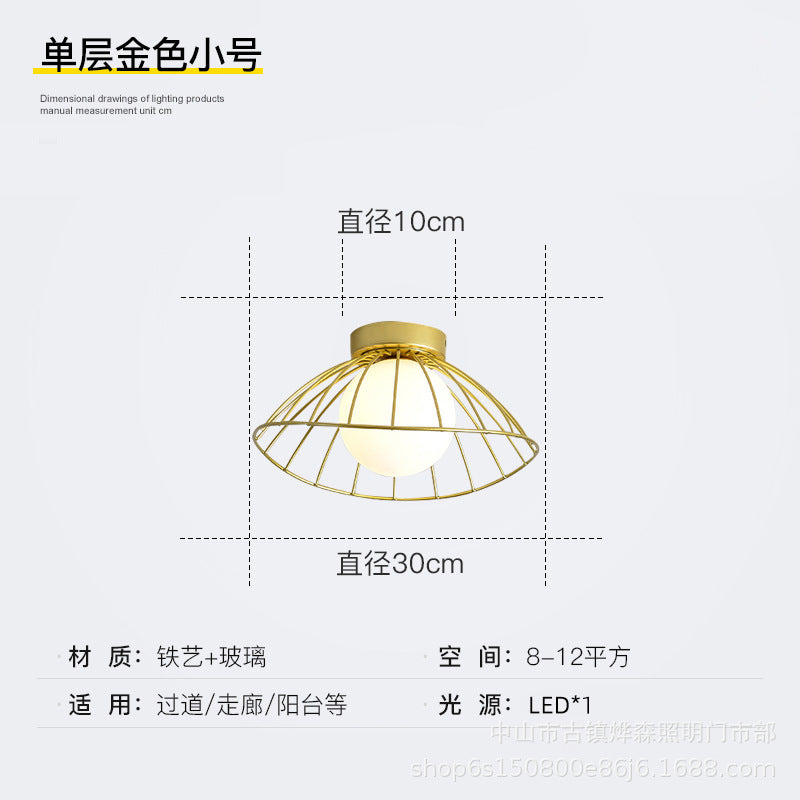 Nordic Balcony Lamp, Straw Hat, Ceiling Lamp, Modern Simple Indoor Cloakroom, Light Luxury Entrance Hall, Corridor Aisle