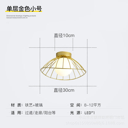 Nordic Balcony Lamp, Straw Hat, Ceiling Lamp, Modern Simple Indoor Cloakroom, Light Luxury Entrance Hall, Corridor Aisle